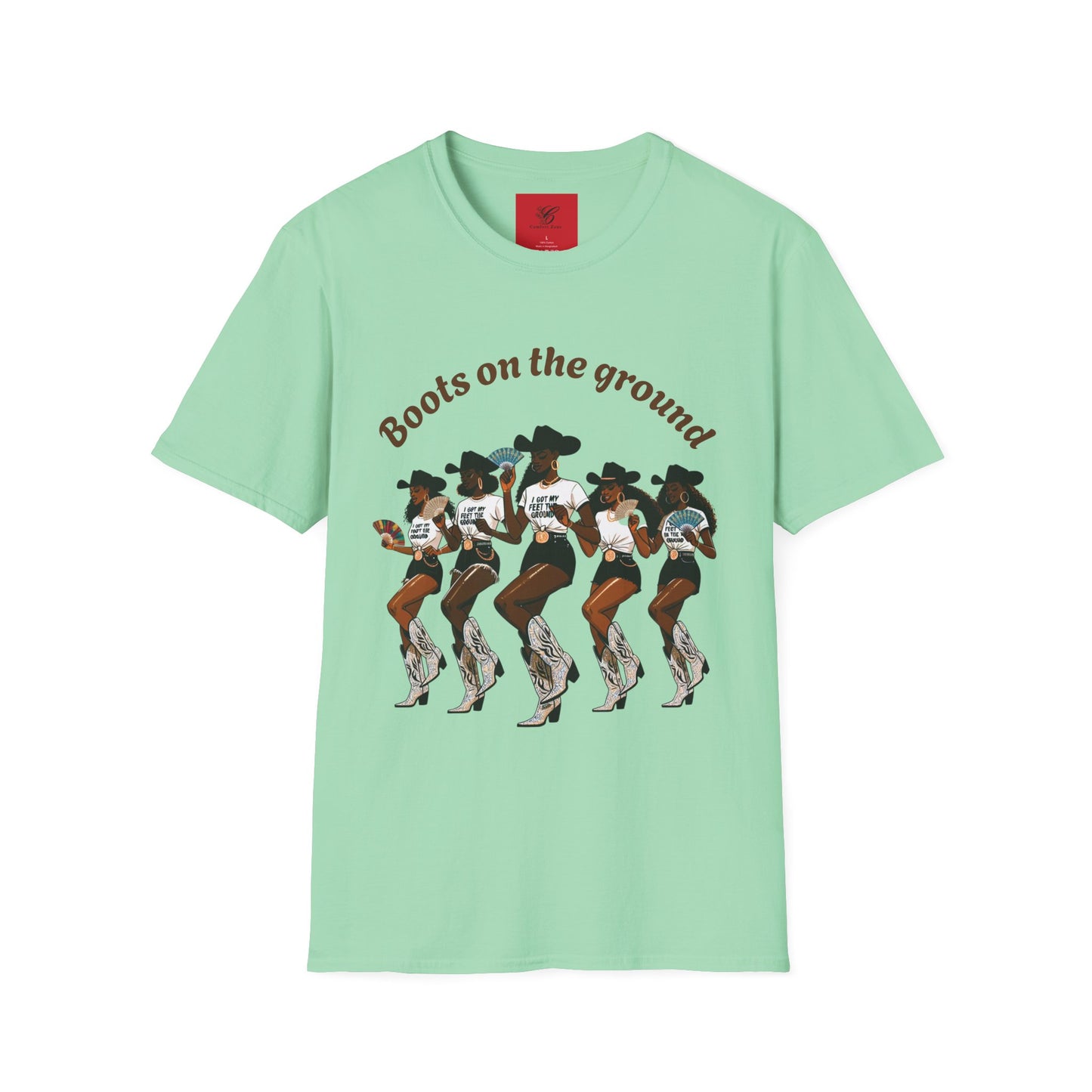 Fun Country Music Unisex Softstyle T-Shirt - "Boots on the Ground" & "Where Them Fans At?"