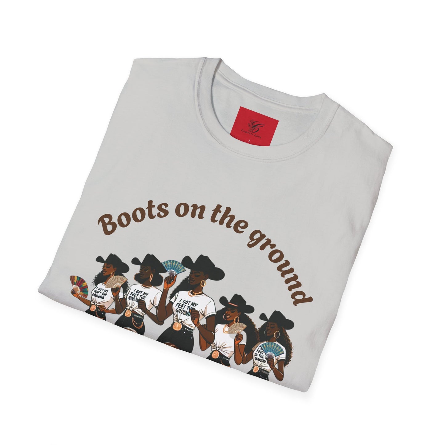 Fun Country Music Unisex Softstyle T-Shirt - "Boots on the Ground" & "Where Them Fans At?"