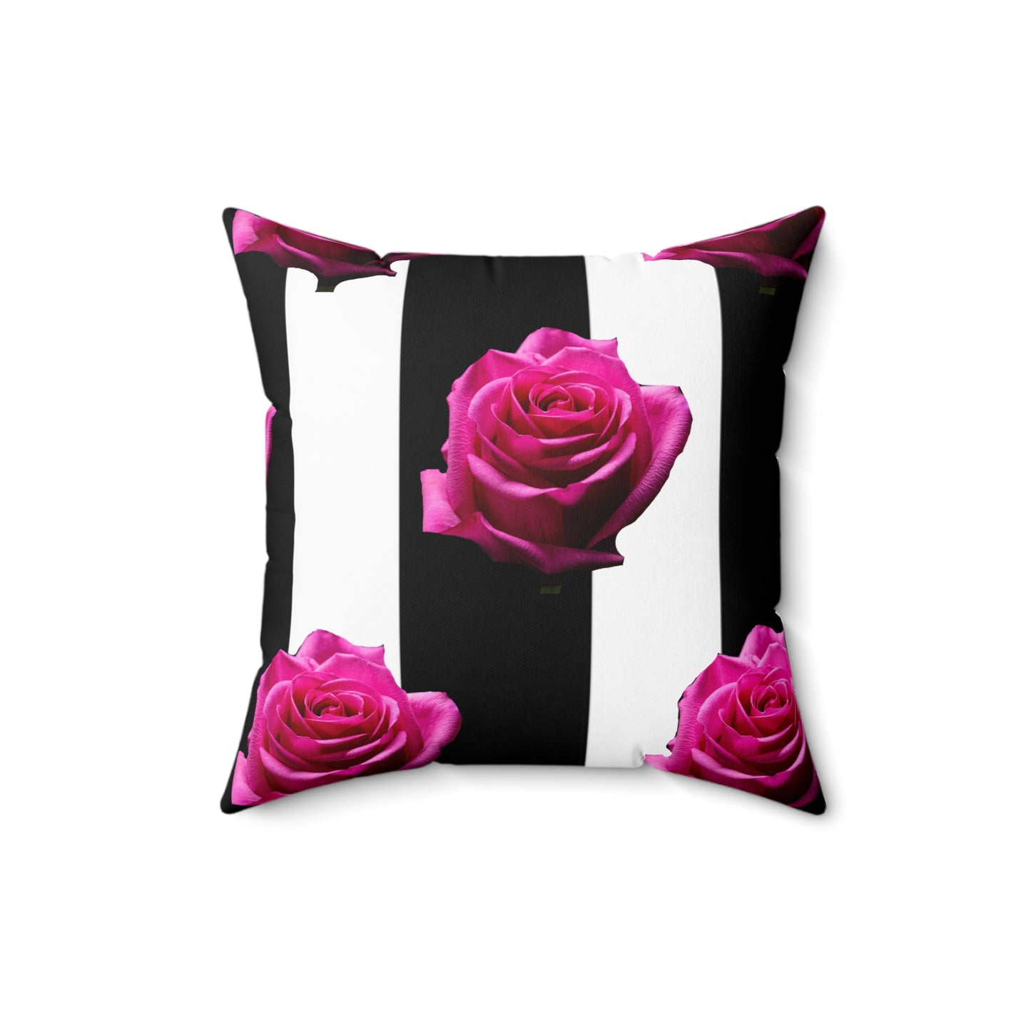 Elegant Floral Square Pillow with Black Stripes - Home Decor Accent