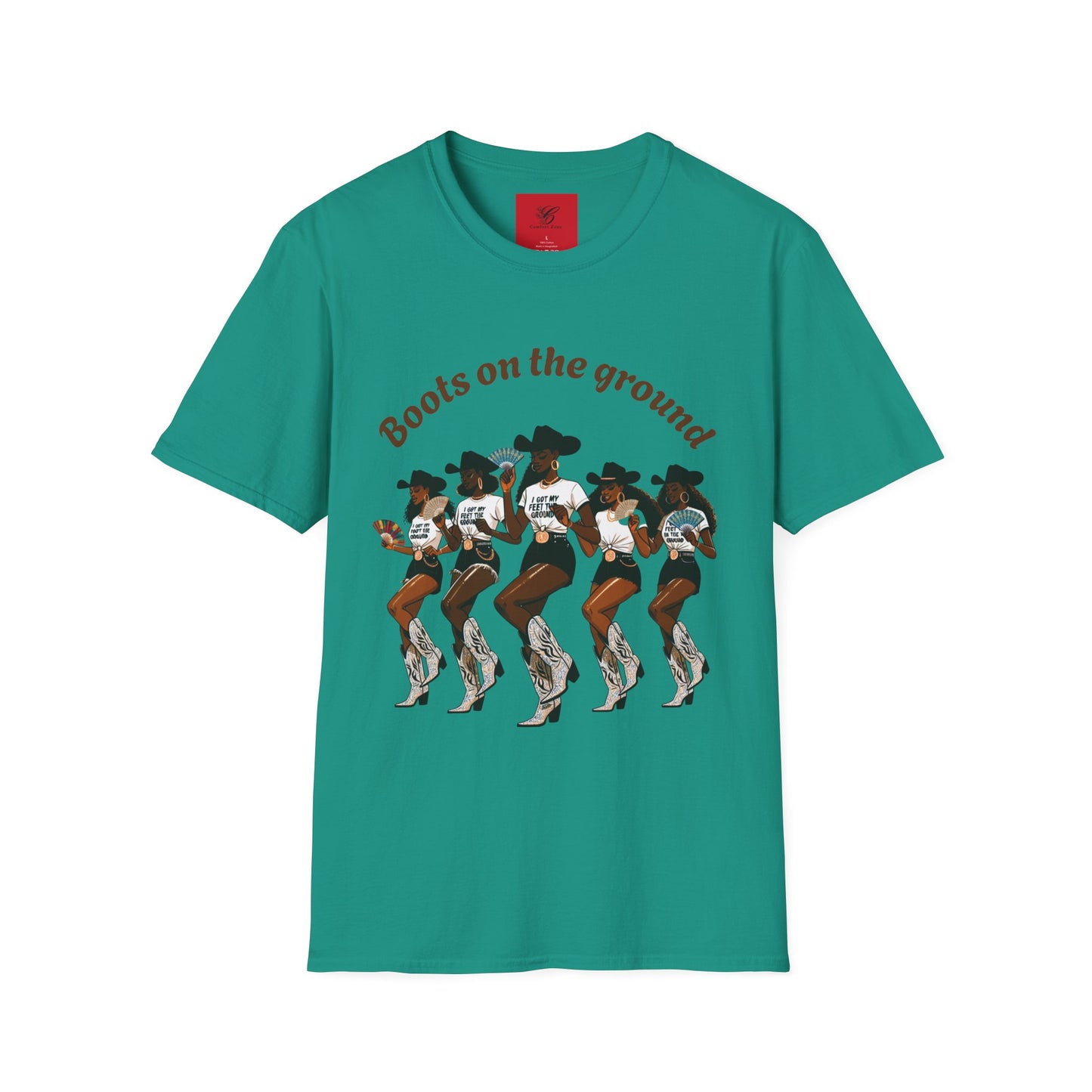Fun Country Music Unisex Softstyle T-Shirt - "Boots on the Ground" & "Where Them Fans At?"