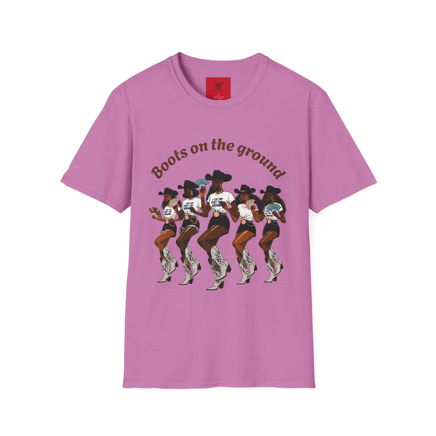 Fun Country Music Unisex Softstyle T-Shirt - "Boots on the Ground" & "Where Them Fans At?"