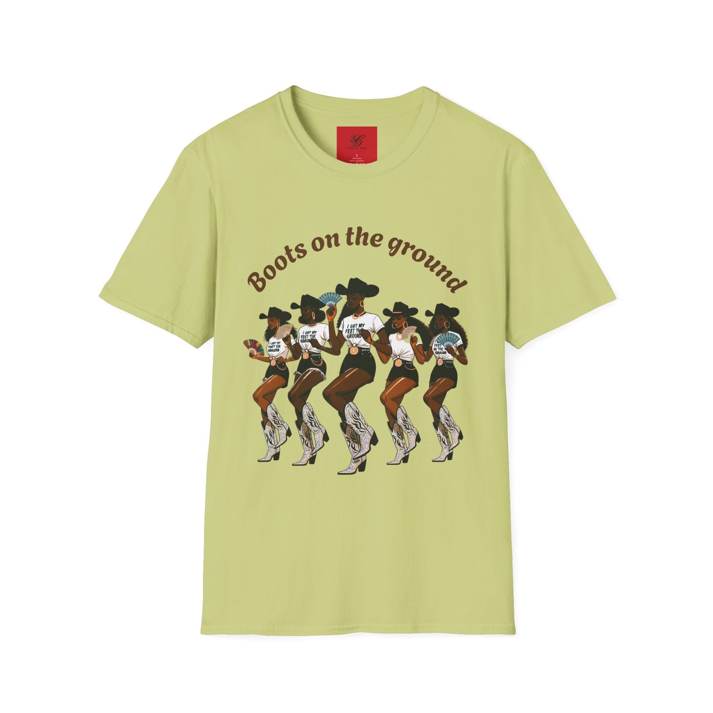 Fun Country Music Unisex Softstyle T-Shirt - "Boots on the Ground" & "Where Them Fans At?"