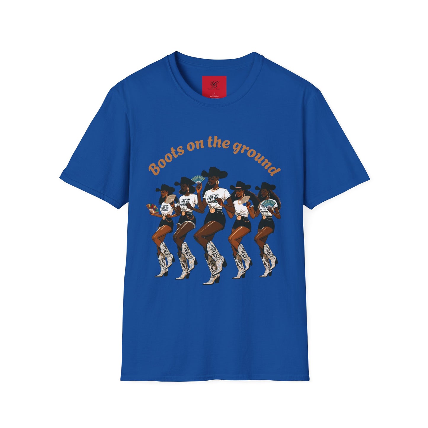 Fun Country Music Unisex Softstyle T-Shirt - "Boots on the Ground" & "Where Them Fans At?"