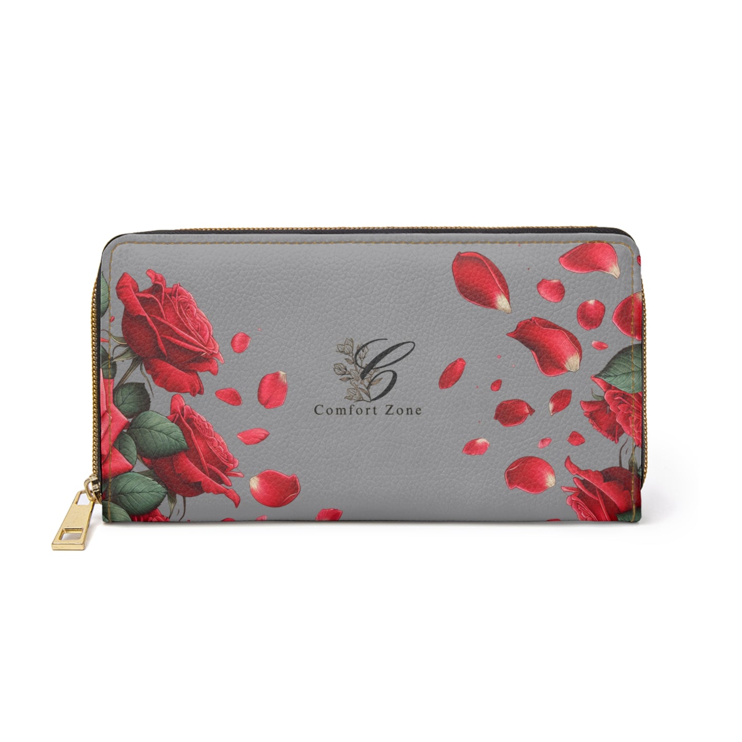 Zipper Wallet – Elegant Custom Design with Floating Rose Petals