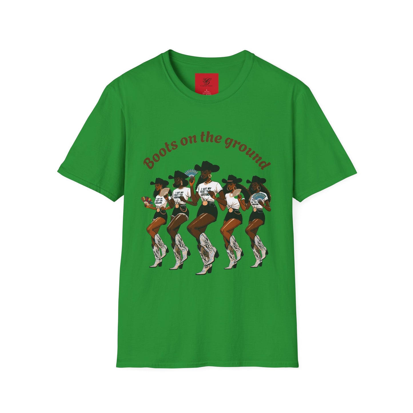 Fun Country Music Unisex Softstyle T-Shirt - "Boots on the Ground" & "Where Them Fans At?"