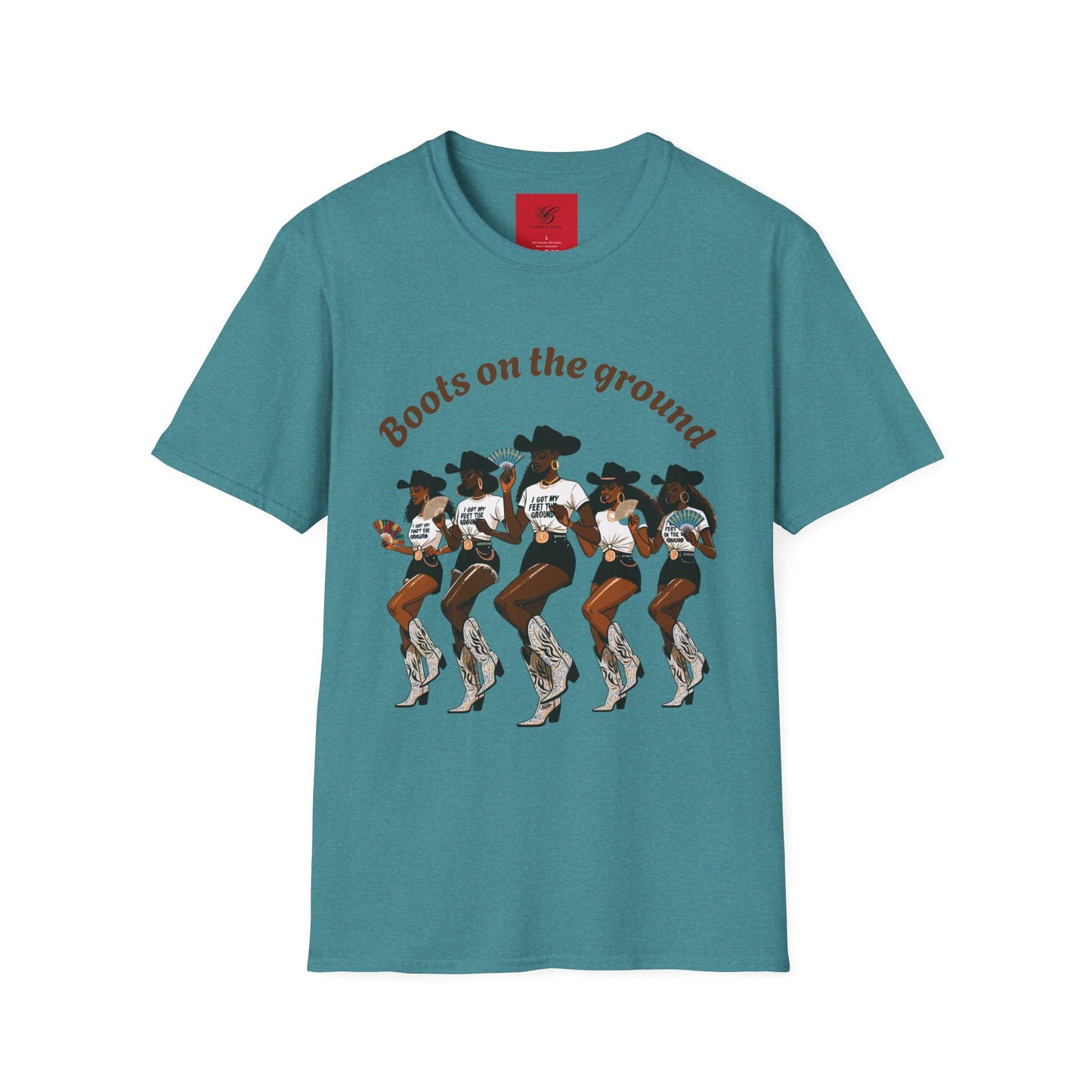 Fun Country Music Unisex Softstyle T-Shirt - "Boots on the Ground" & "Where Them Fans At?"