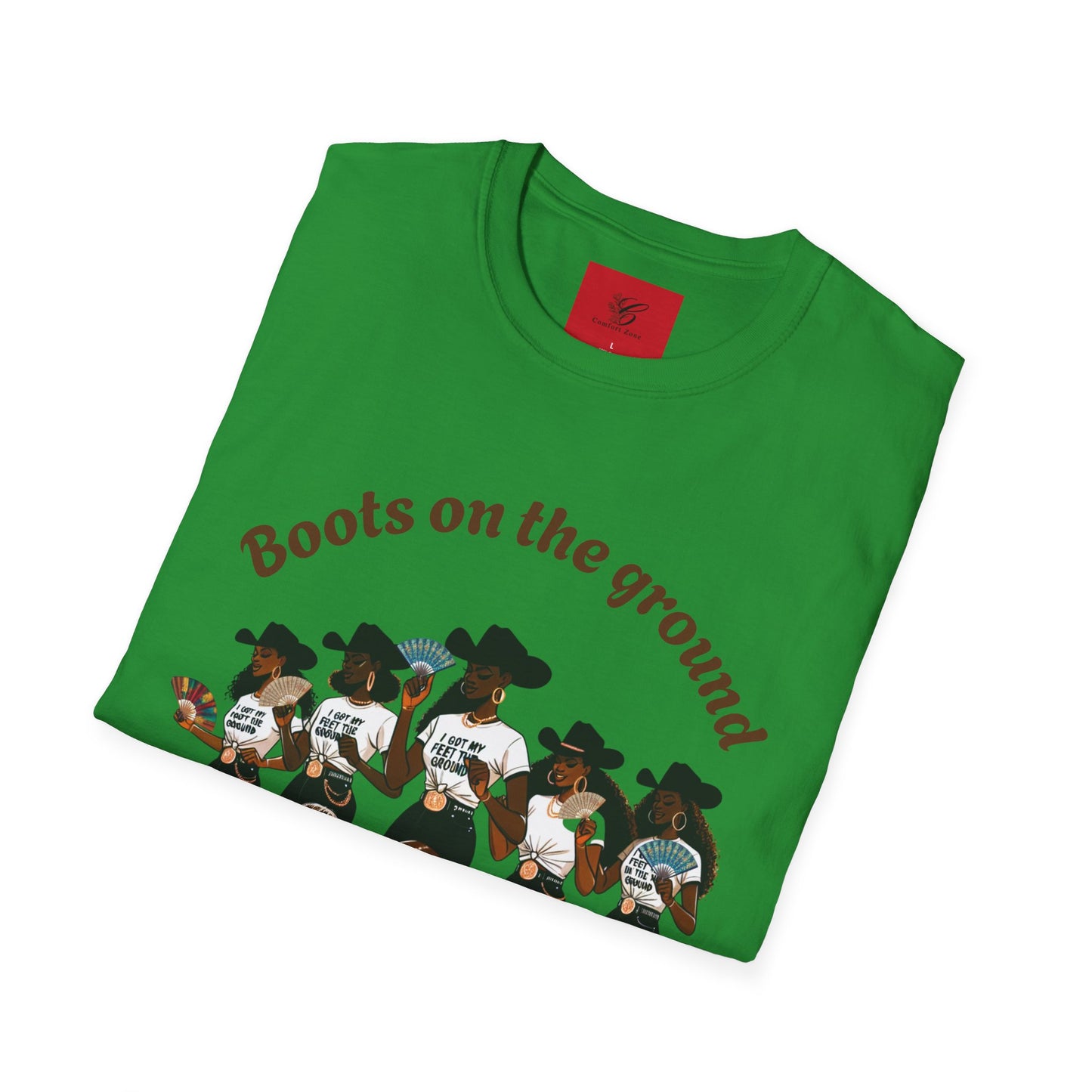 Fun Country Music Unisex Softstyle T-Shirt - "Boots on the Ground" & "Where Them Fans At?"