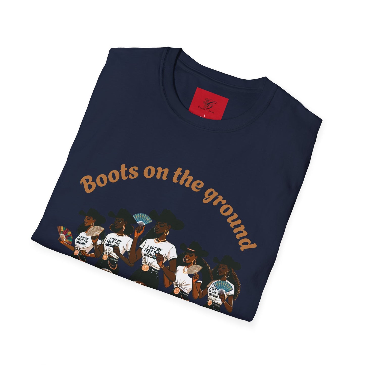 Fun Country Music Unisex Softstyle T-Shirt - "Boots on the Ground" & "Where Them Fans At?"