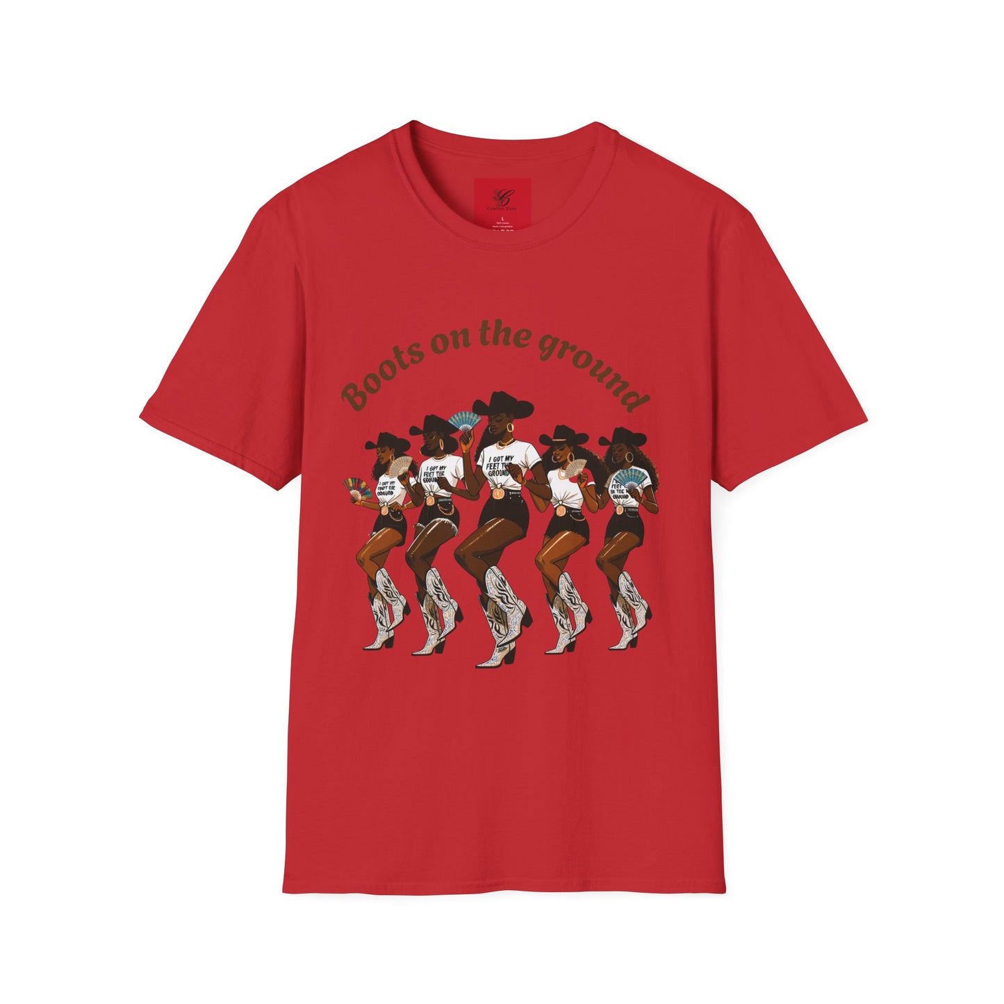 Fun Country Music Unisex Softstyle T-Shirt - "Boots on the Ground" & "Where Them Fans At?"