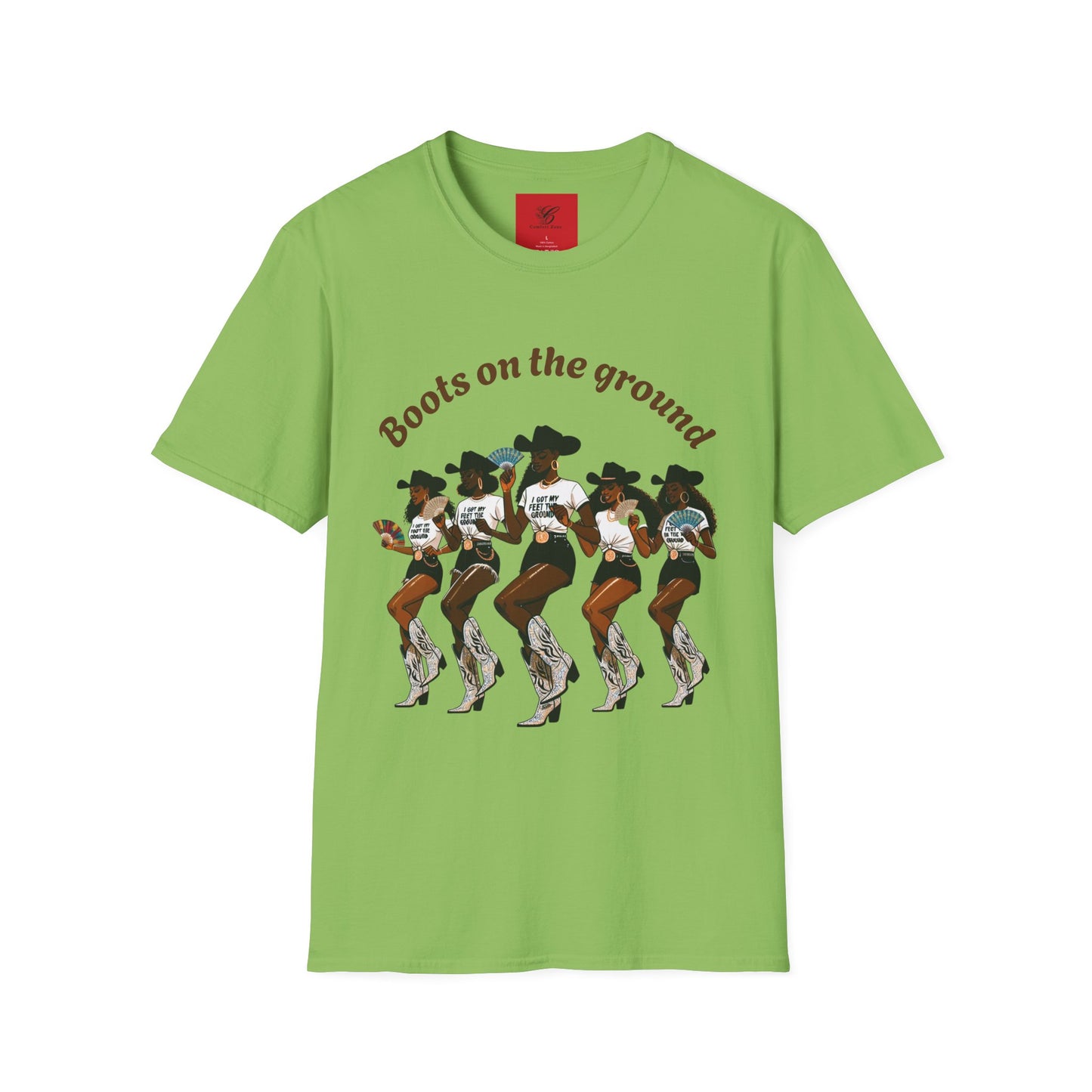 Fun Country Music Unisex Softstyle T-Shirt - "Boots on the Ground" & "Where Them Fans At?"