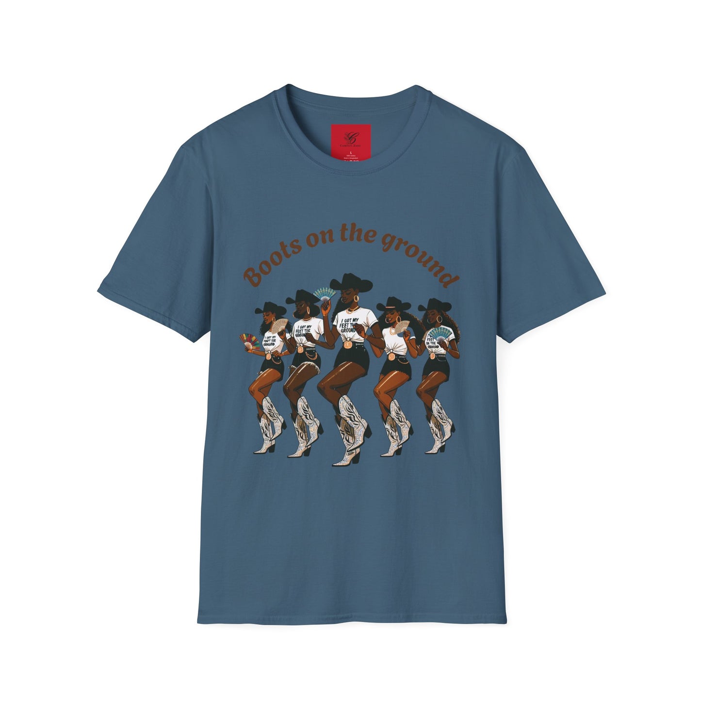 Fun Country Music Unisex Softstyle T-Shirt - "Boots on the Ground" & "Where Them Fans At?"