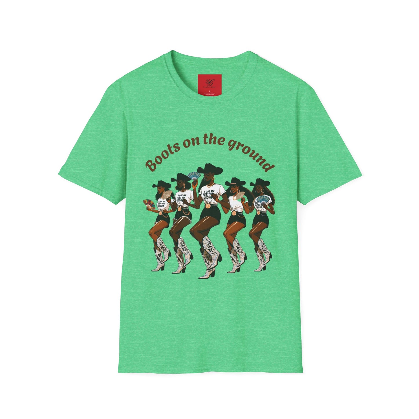Fun Country Music Unisex Softstyle T-Shirt - "Boots on the Ground" & "Where Them Fans At?"