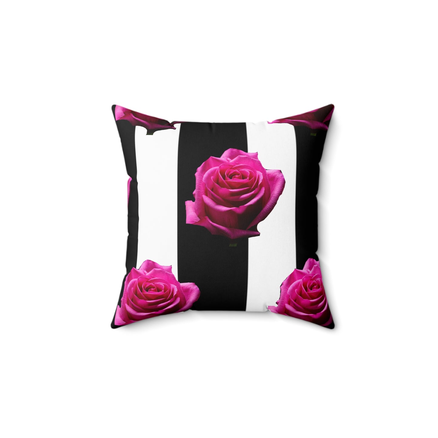 Elegant Floral Square Pillow with Black Stripes - Home Decor Accent