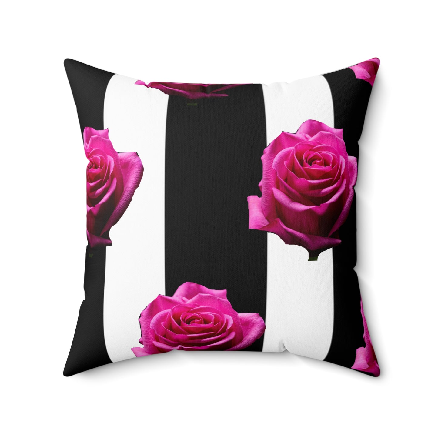 Elegant Floral Square Pillow with Black Stripes - Home Decor Accent