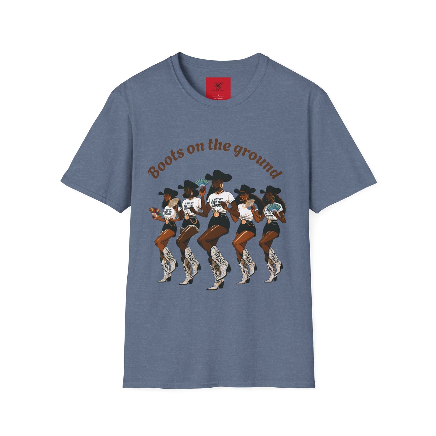 Fun Country Music Unisex Softstyle T-Shirt - "Boots on the Ground" & "Where Them Fans At?"