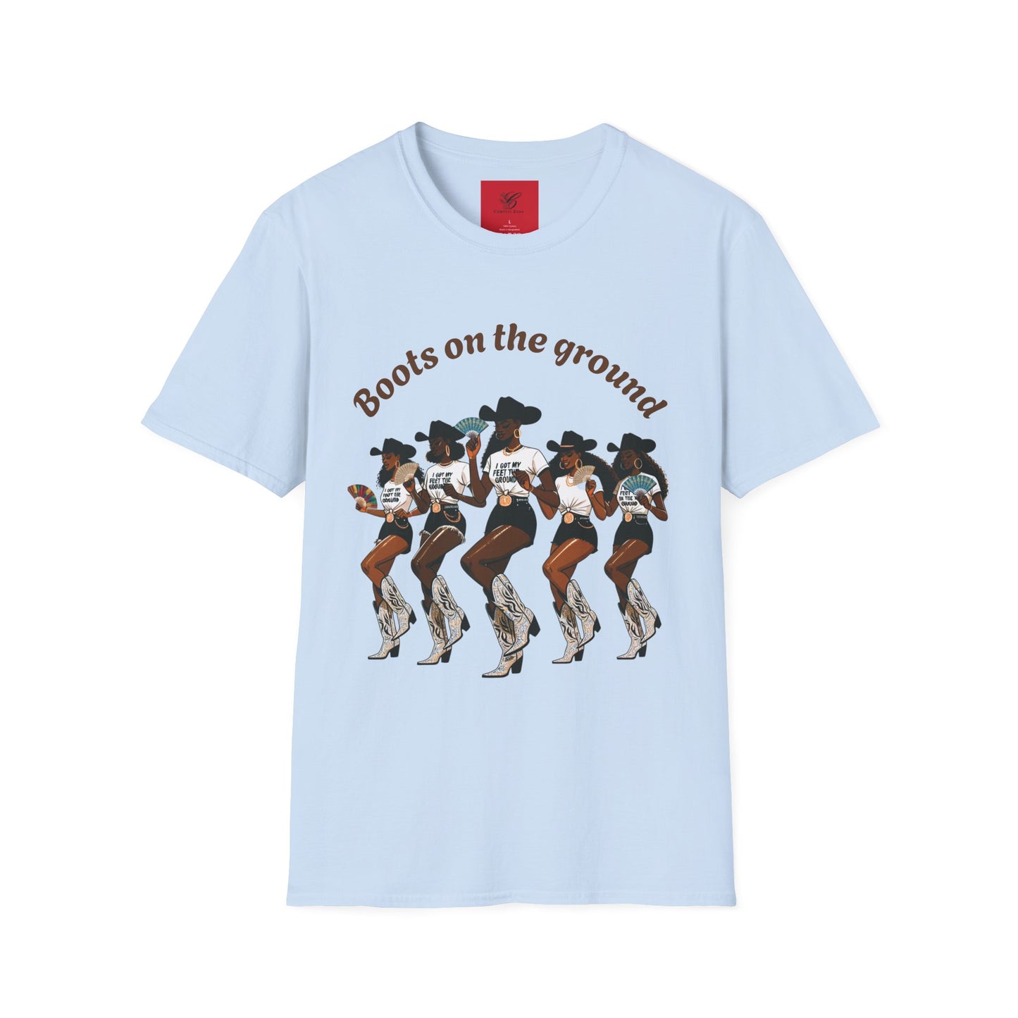Fun Country Music Unisex Softstyle T-Shirt - "Boots on the Ground" & "Where Them Fans At?"