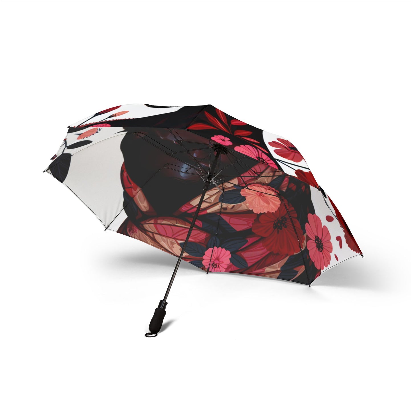 Floral Art Semi-Automatic Foldable Umbrella - Stylish & Functional Rain Protection