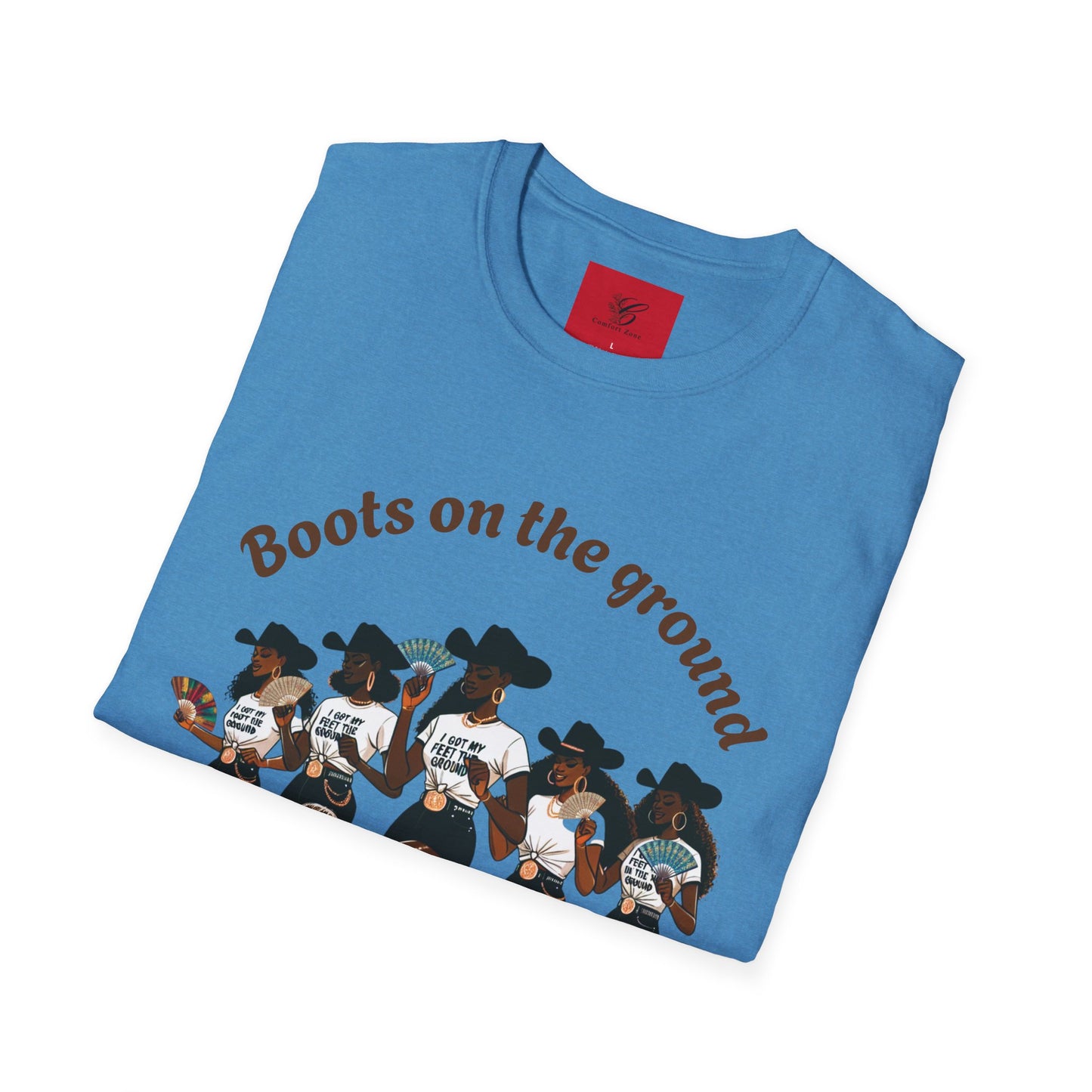 Fun Country Music Unisex Softstyle T-Shirt - "Boots on the Ground" & "Where Them Fans At?"