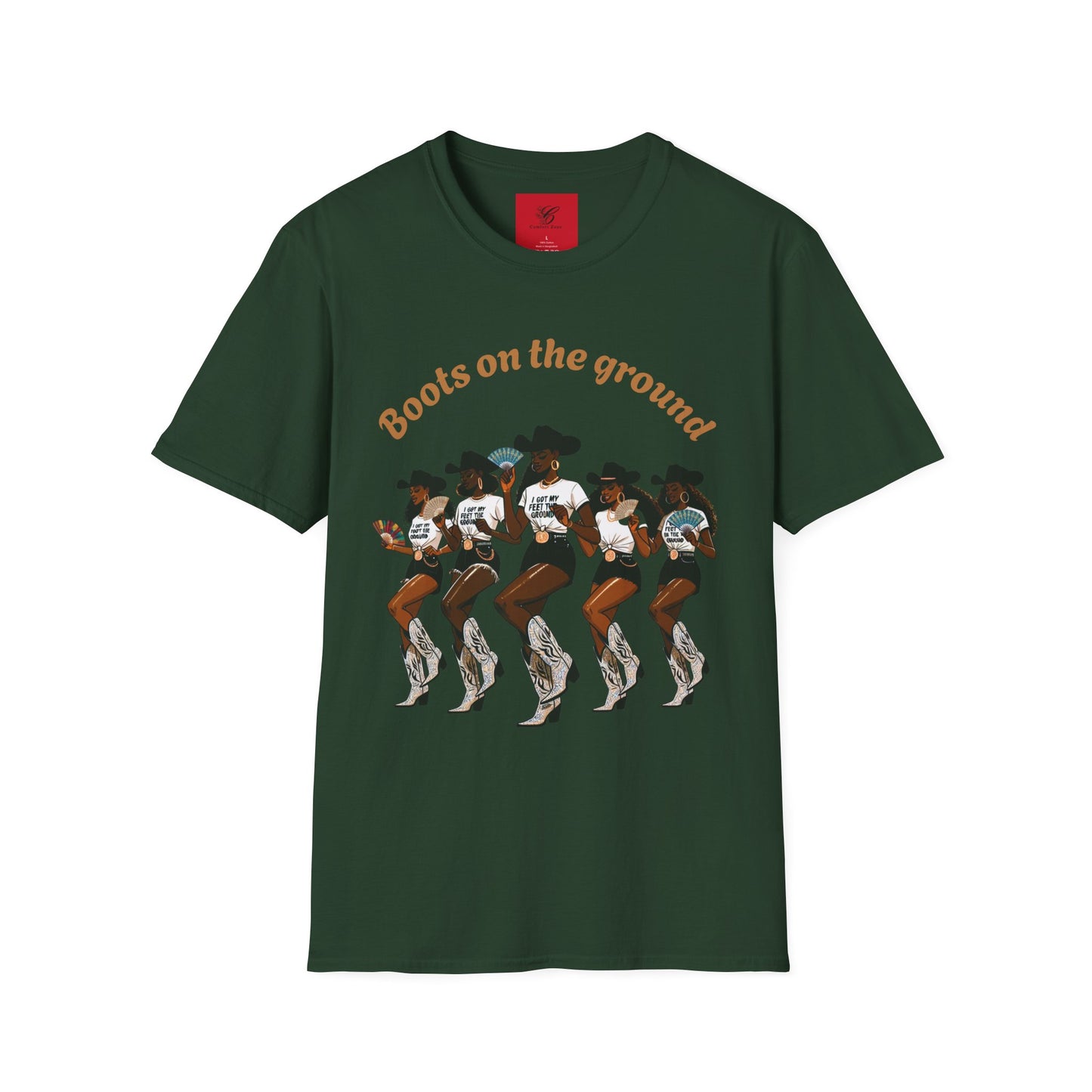 Fun Country Music Unisex Softstyle T-Shirt - "Boots on the Ground" & "Where Them Fans At?"