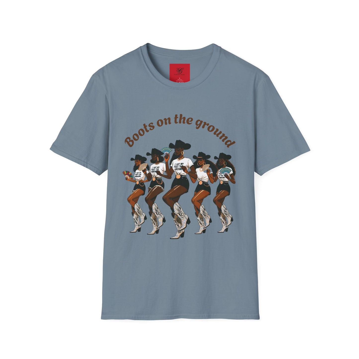 Fun Country Music Unisex Softstyle T-Shirt - "Boots on the Ground" & "Where Them Fans At?"