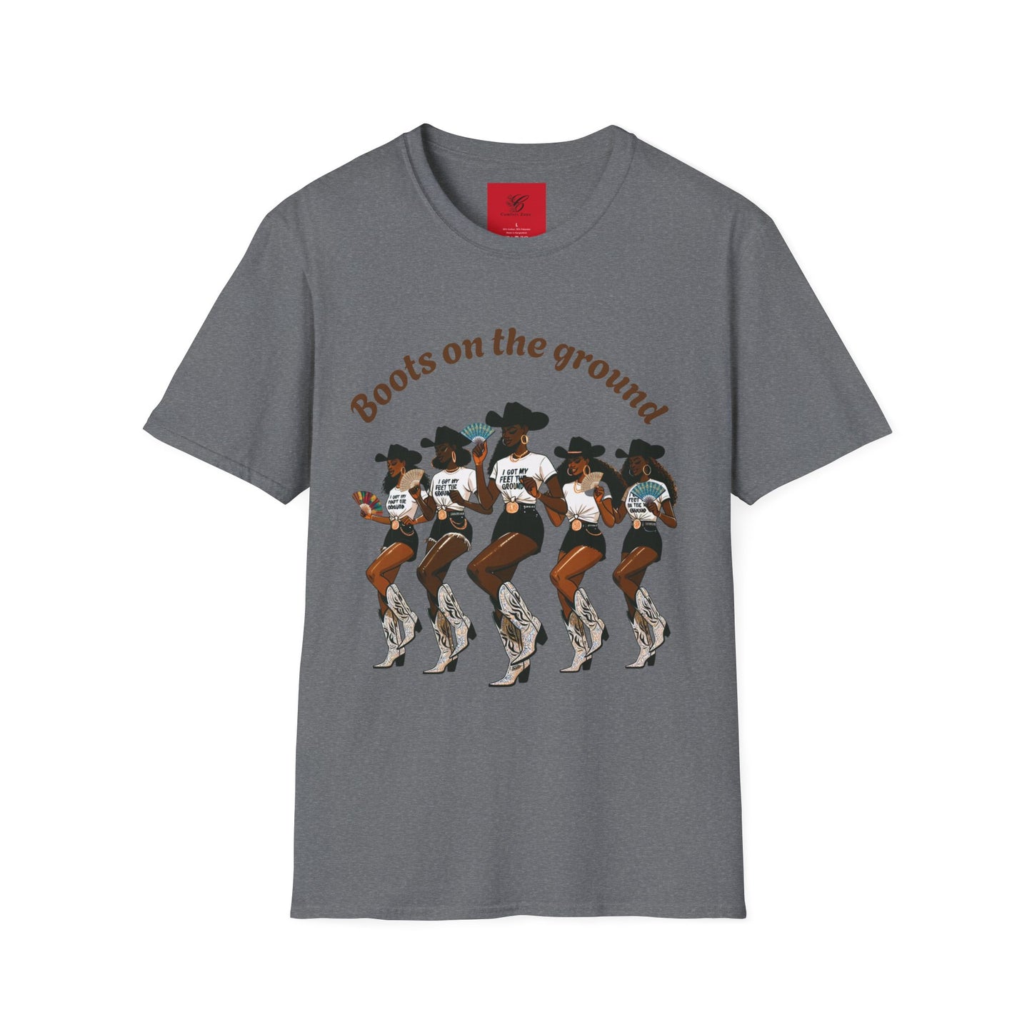 Fun Country Music Unisex Softstyle T-Shirt - "Boots on the Ground" & "Where Them Fans At?"