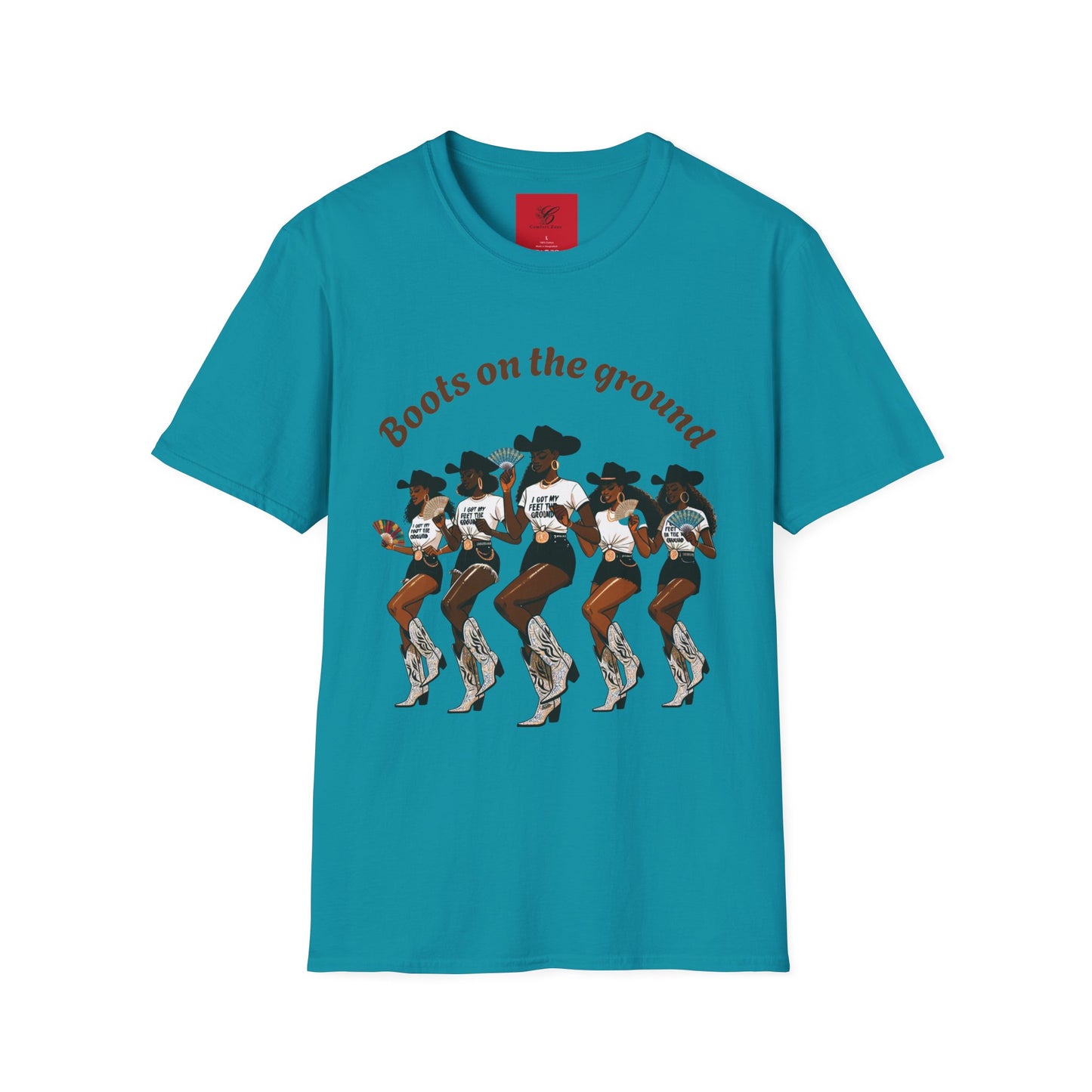 Fun Country Music Unisex Softstyle T-Shirt - "Boots on the Ground" & "Where Them Fans At?"