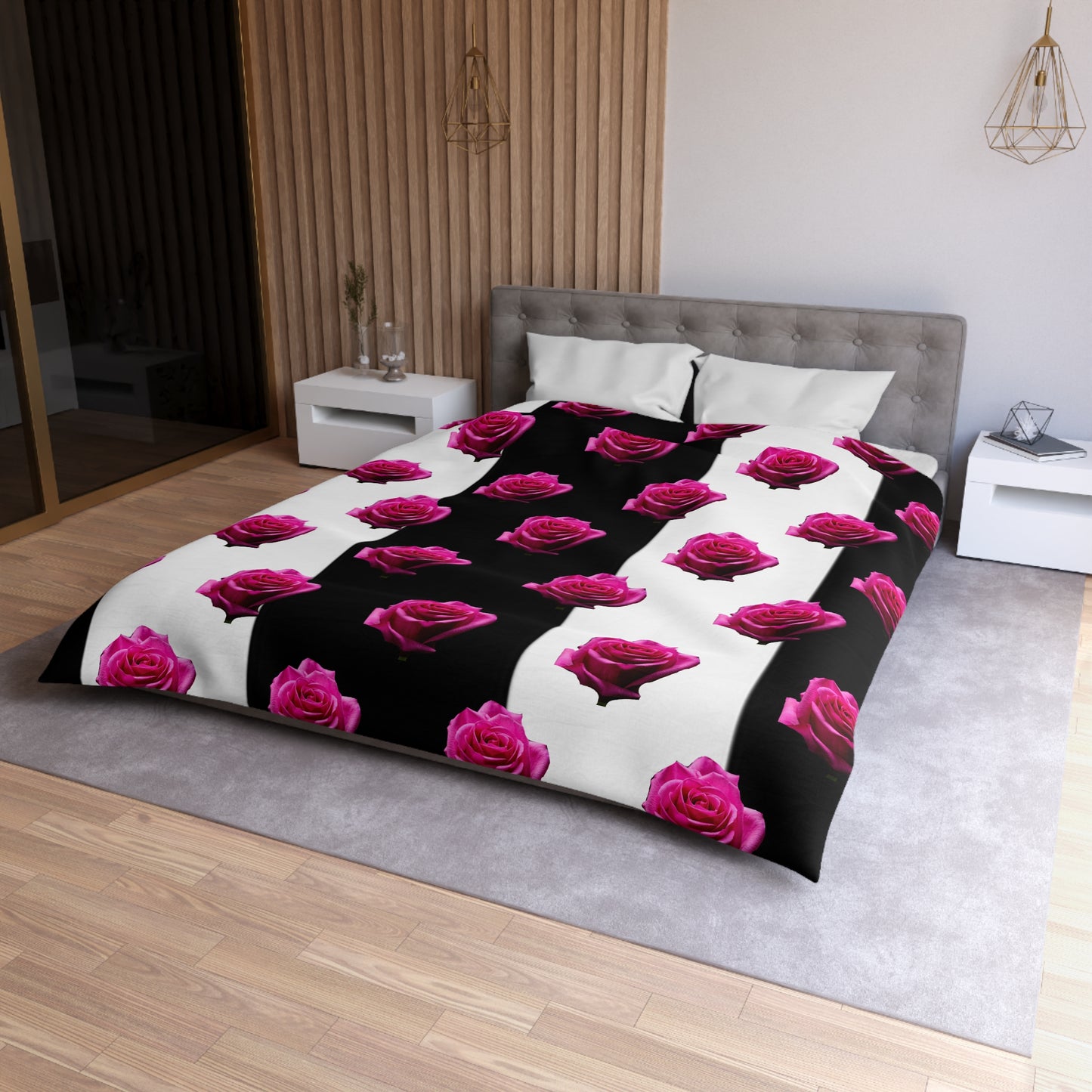 Elegant Rose Pattern Microfiber Duvet Cover for Stylish Bedrooms