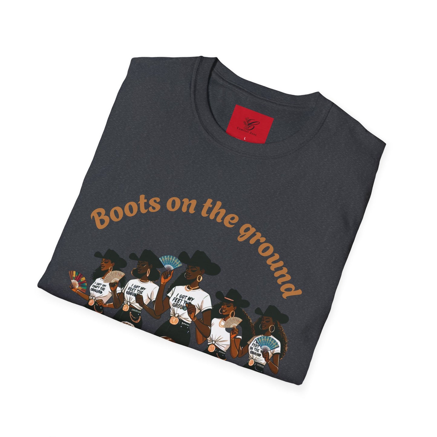 Fun Country Music Unisex Softstyle T-Shirt - "Boots on the Ground" & "Where Them Fans At?"