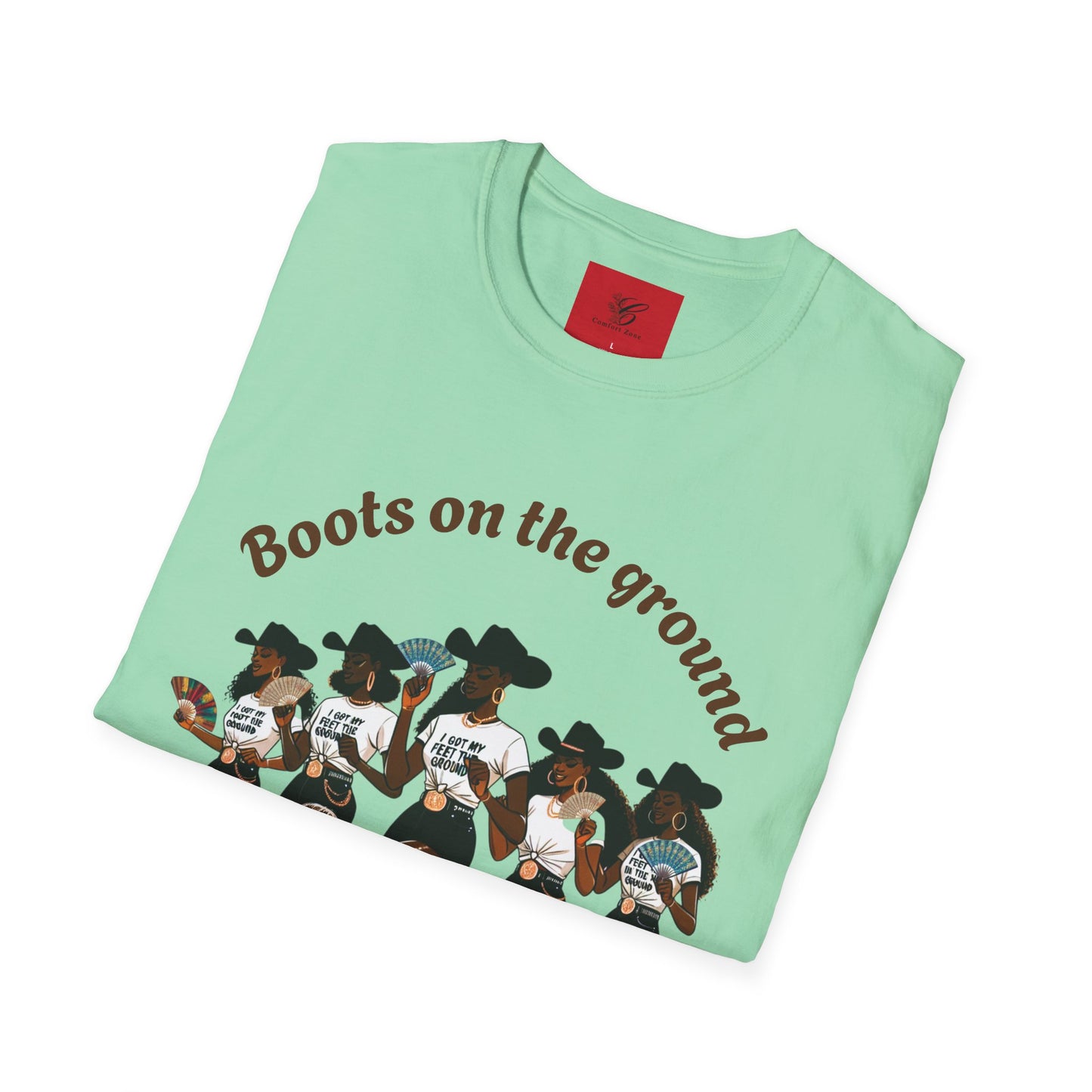 Fun Country Music Unisex Softstyle T-Shirt - "Boots on the Ground" & "Where Them Fans At?"