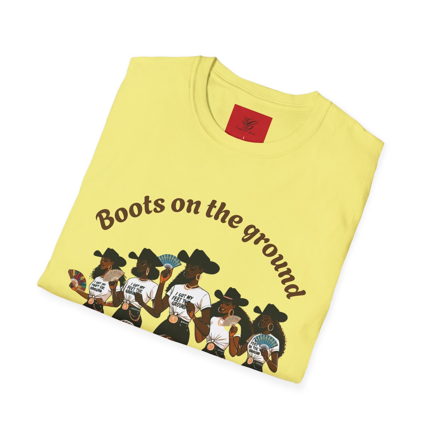 Fun Country Music Unisex Softstyle T-Shirt - "Boots on the Ground" & "Where Them Fans At?"