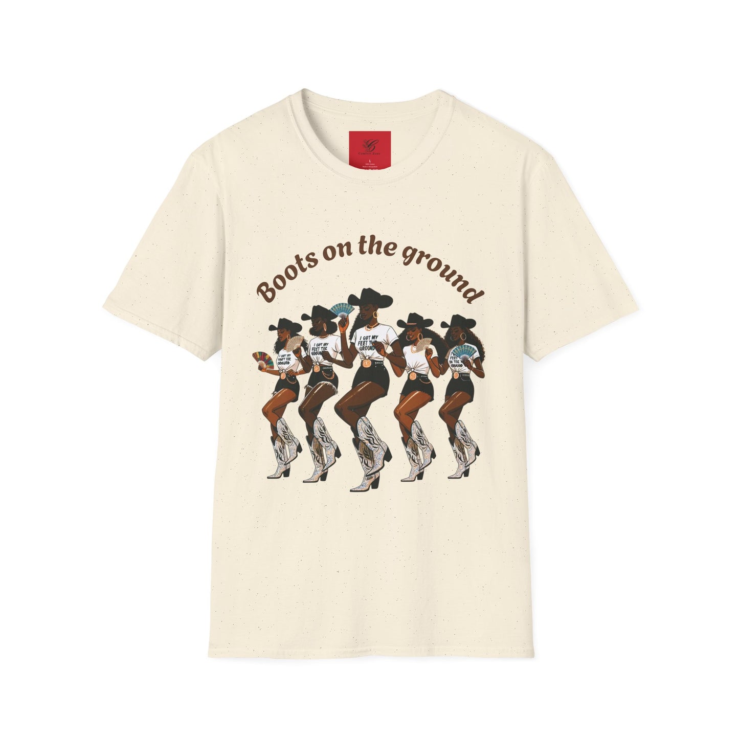 Fun Country Music Unisex Softstyle T-Shirt - "Boots on the Ground" & "Where Them Fans At?"