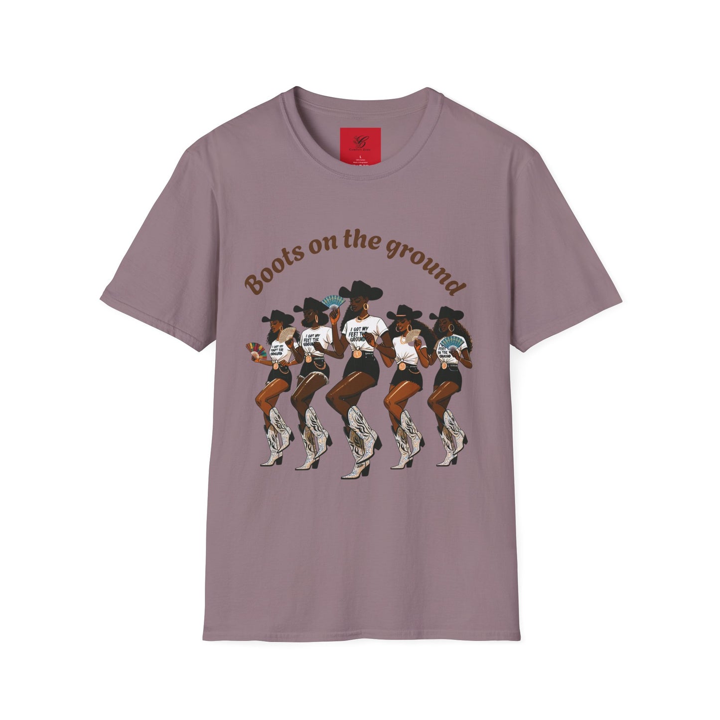 Fun Country Music Unisex Softstyle T-Shirt - "Boots on the Ground" & "Where Them Fans At?"