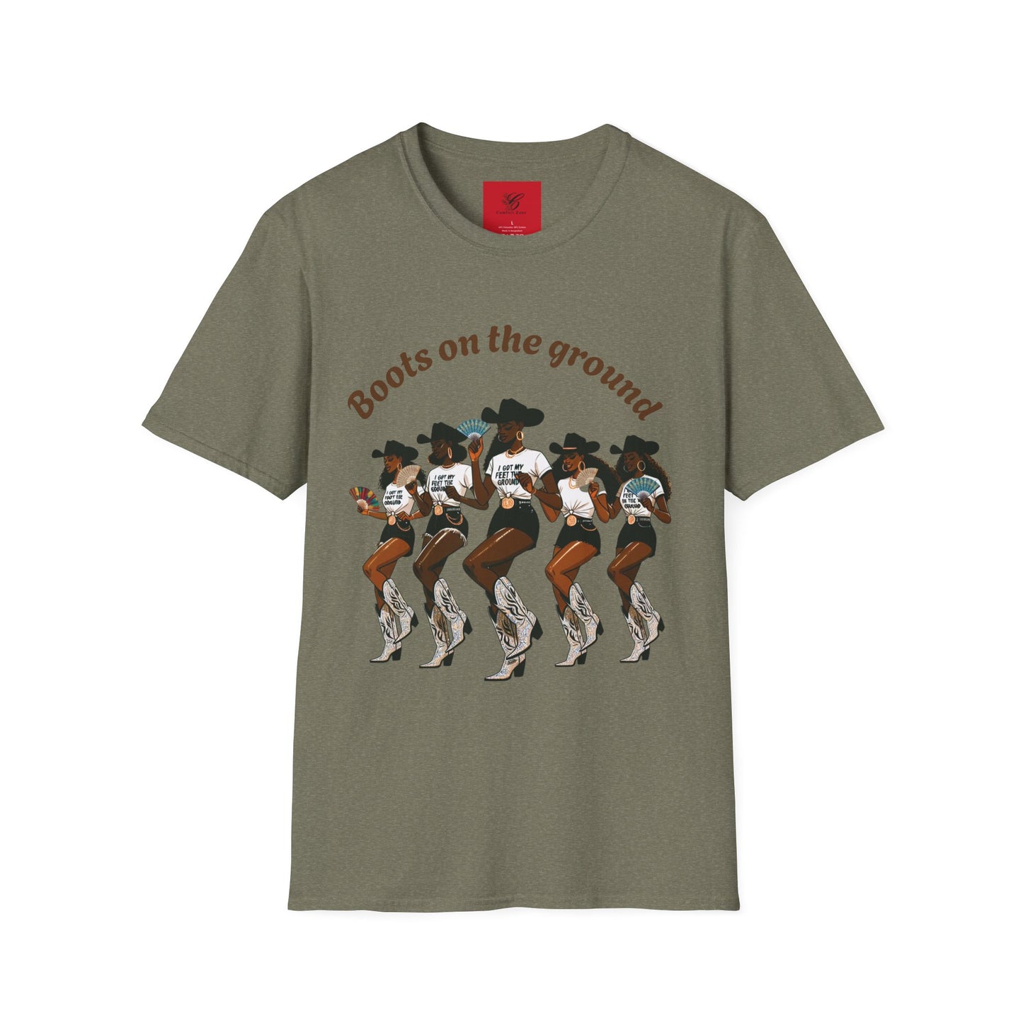 Fun Country Music Unisex Softstyle T-Shirt - "Boots on the Ground" & "Where Them Fans At?"