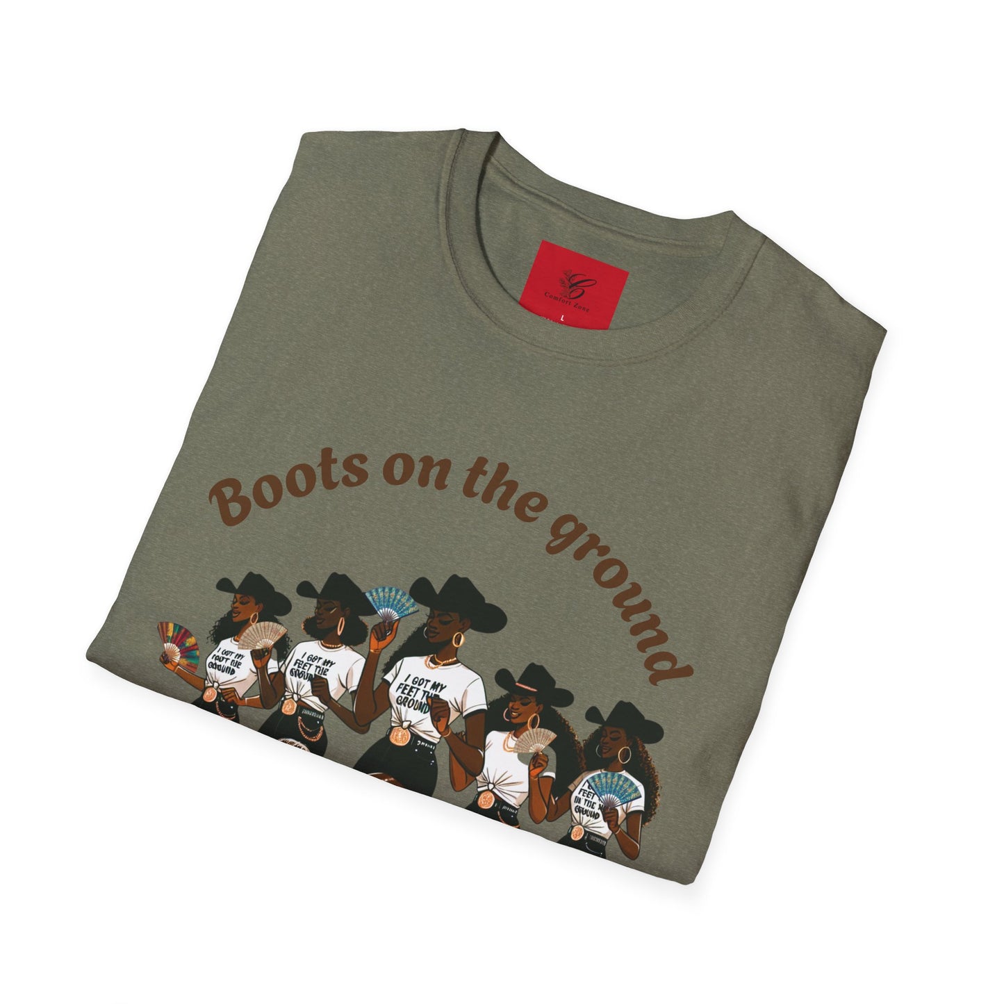 Fun Country Music Unisex Softstyle T-Shirt - "Boots on the Ground" & "Where Them Fans At?"