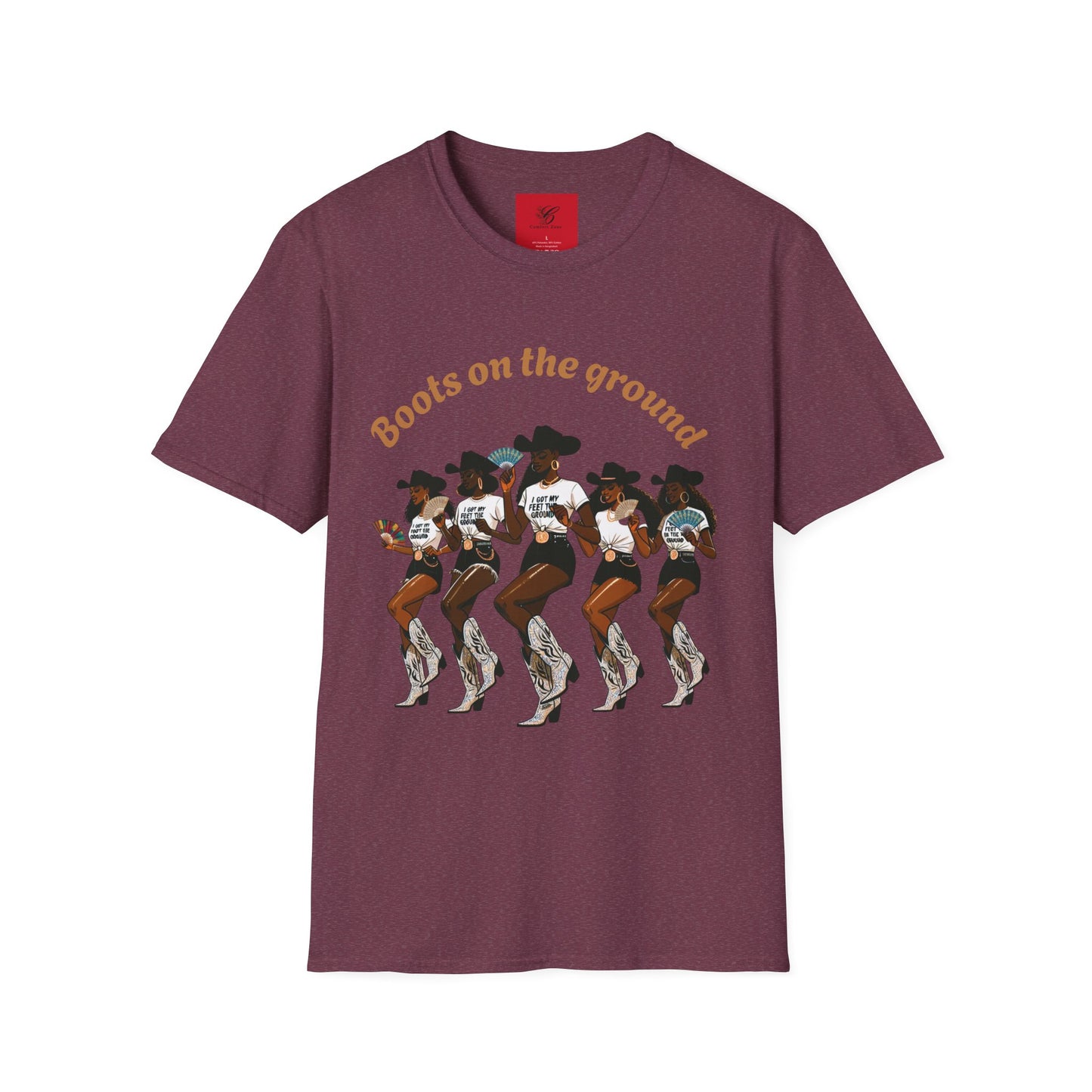 Fun Country Music Unisex Softstyle T-Shirt - "Boots on the Ground" & "Where Them Fans At?"