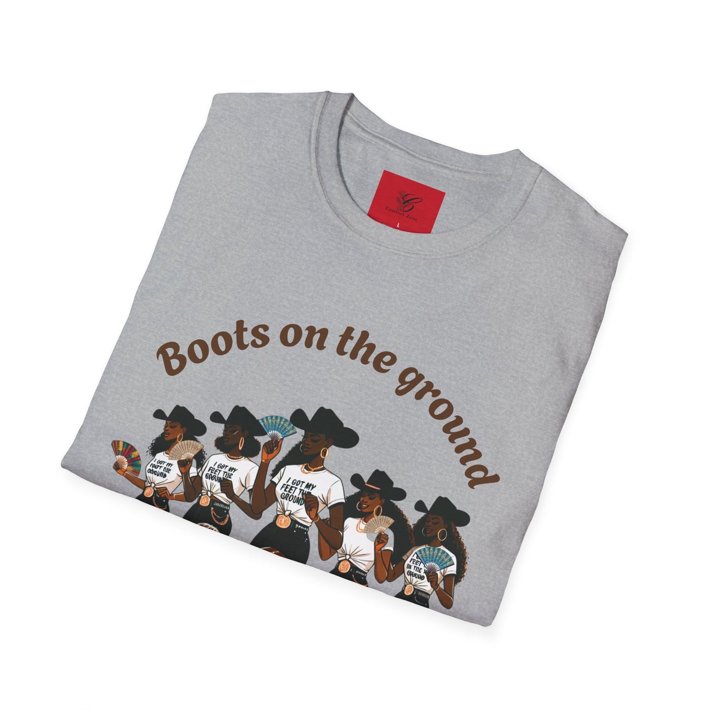 Fun Country Music Unisex Softstyle T-Shirt - "Boots on the Ground" & "Where Them Fans At?"