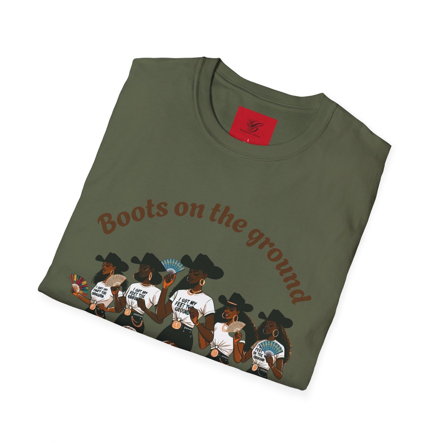 Fun Country Music Unisex Softstyle T-Shirt - "Boots on the Ground" & "Where Them Fans At?"
