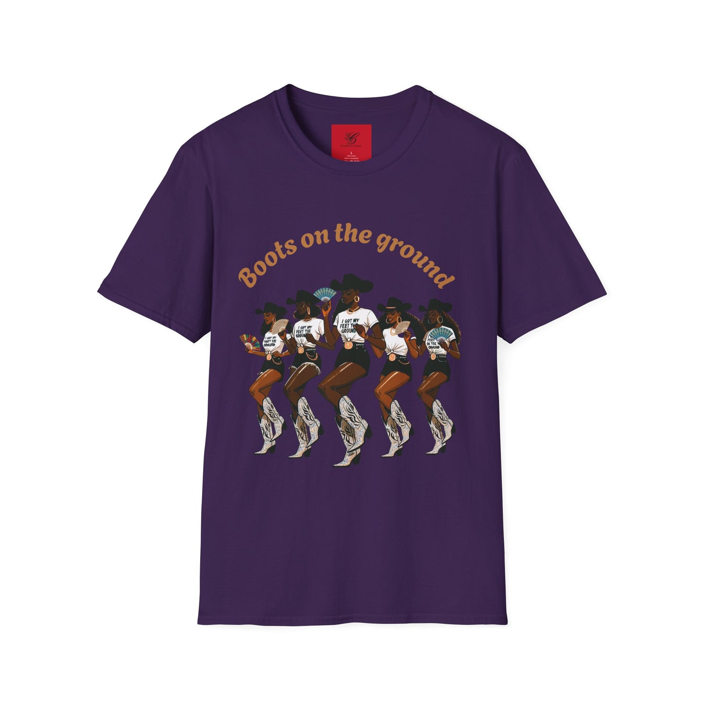 Fun Country Music Unisex Softstyle T-Shirt - "Boots on the Ground" & "Where Them Fans At?"