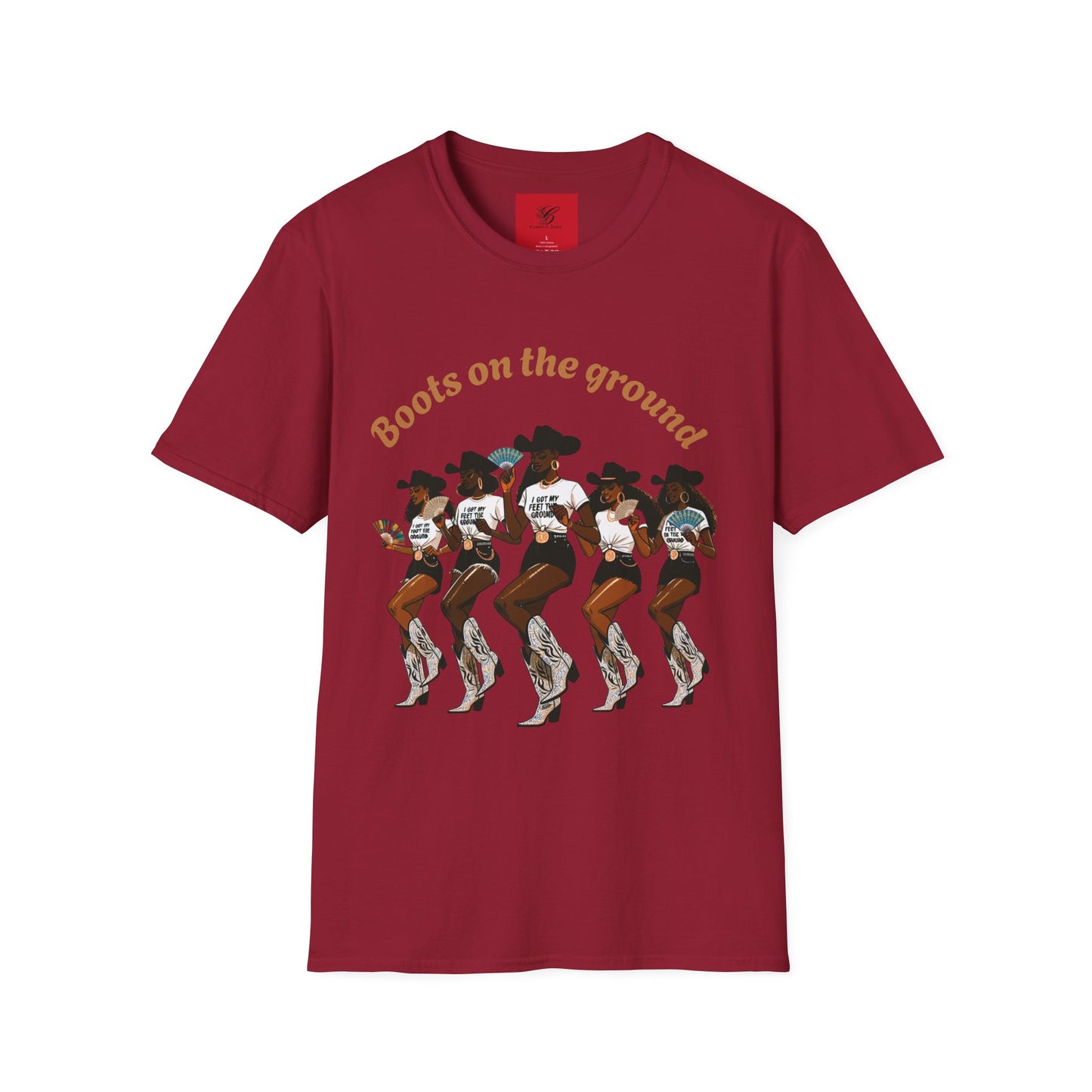 Fun Country Music Unisex Softstyle T-Shirt - "Boots on the Ground" & "Where Them Fans At?"