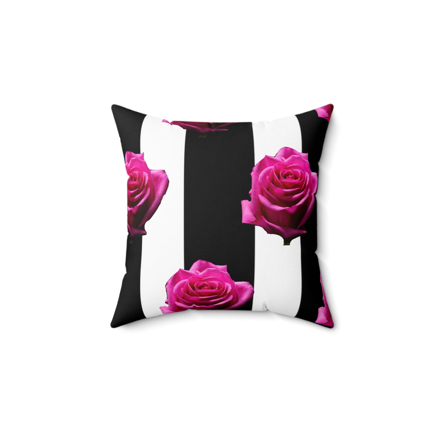 Elegant Floral Square Pillow with Black Stripes - Home Decor Accent
