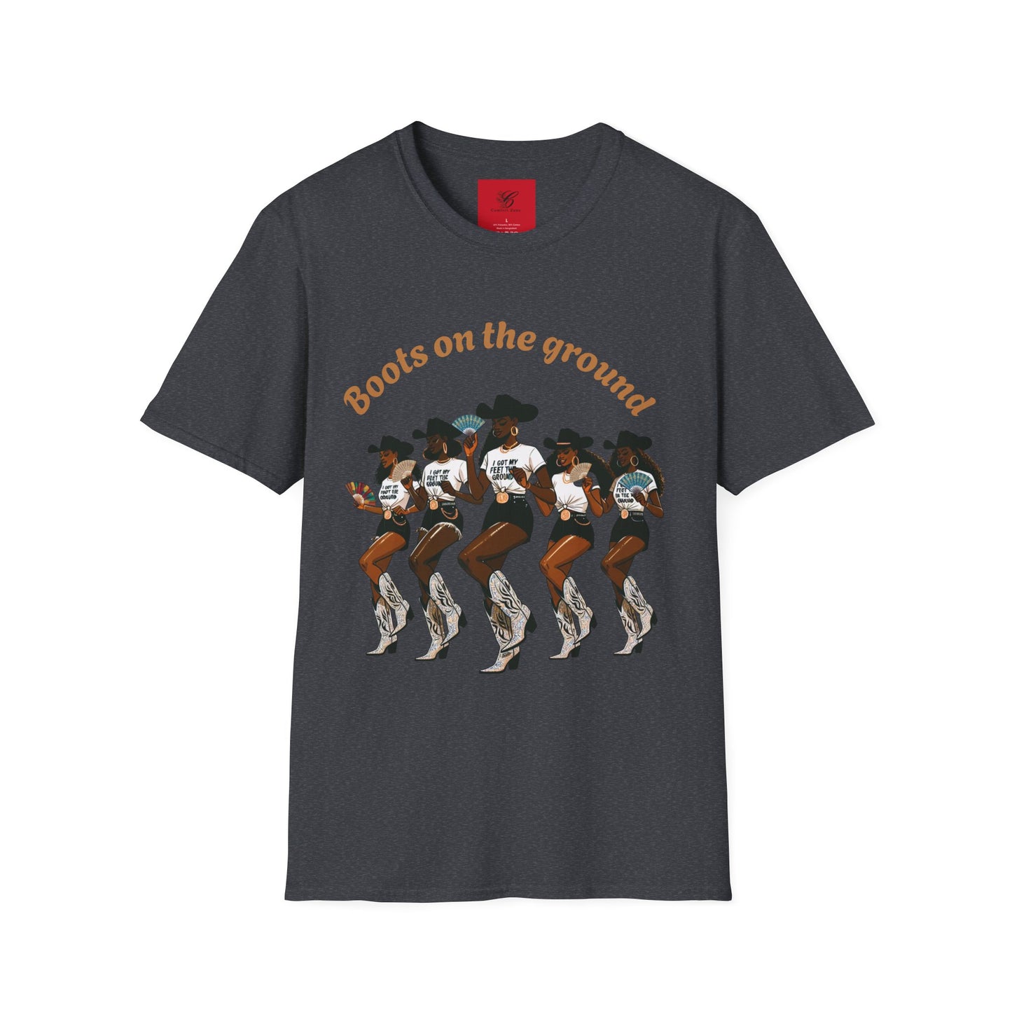 Fun Country Music Unisex Softstyle T-Shirt - "Boots on the Ground" & "Where Them Fans At?"