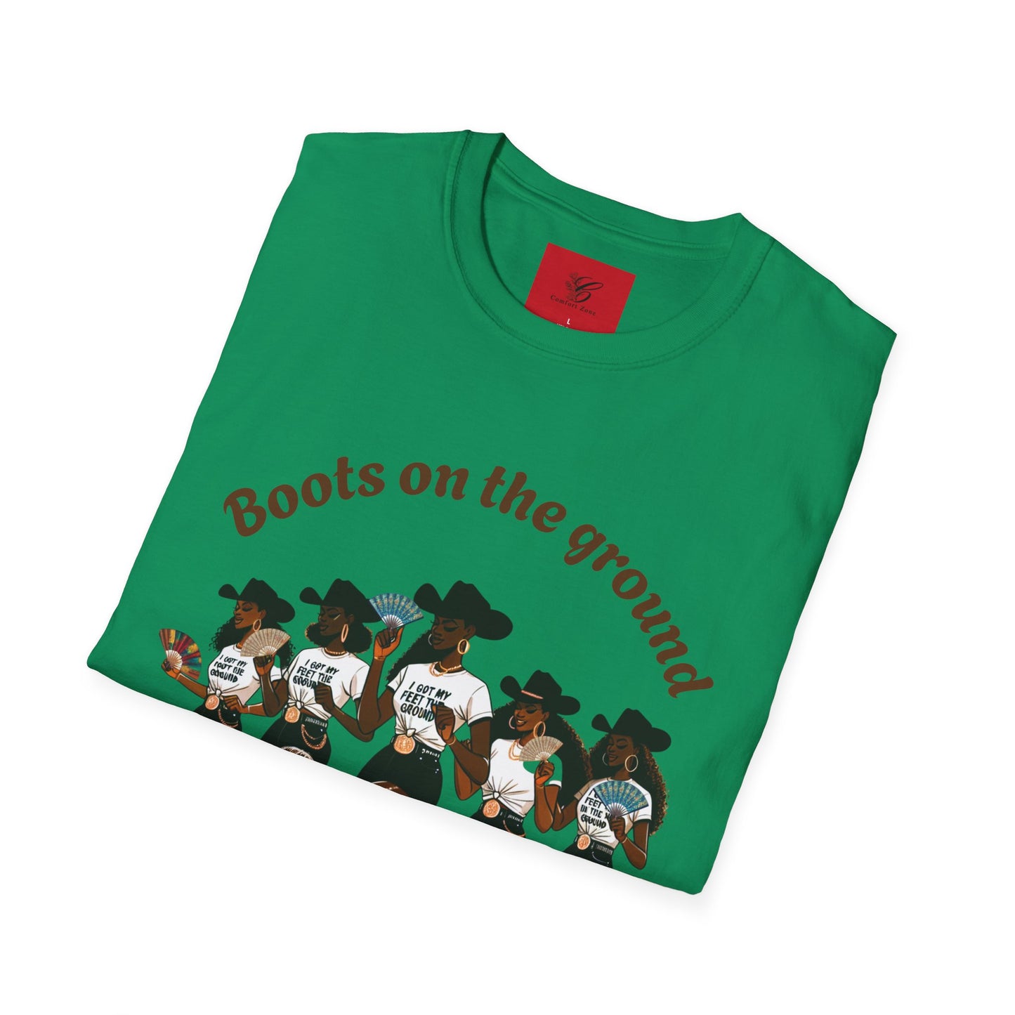 Fun Country Music Unisex Softstyle T-Shirt - "Boots on the Ground" & "Where Them Fans At?"