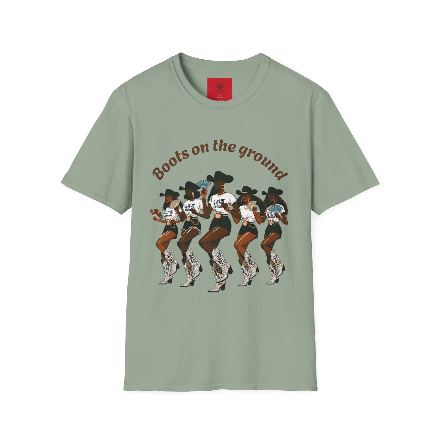 Fun Country Music Unisex Softstyle T-Shirt - "Boots on the Ground" & "Where Them Fans At?"