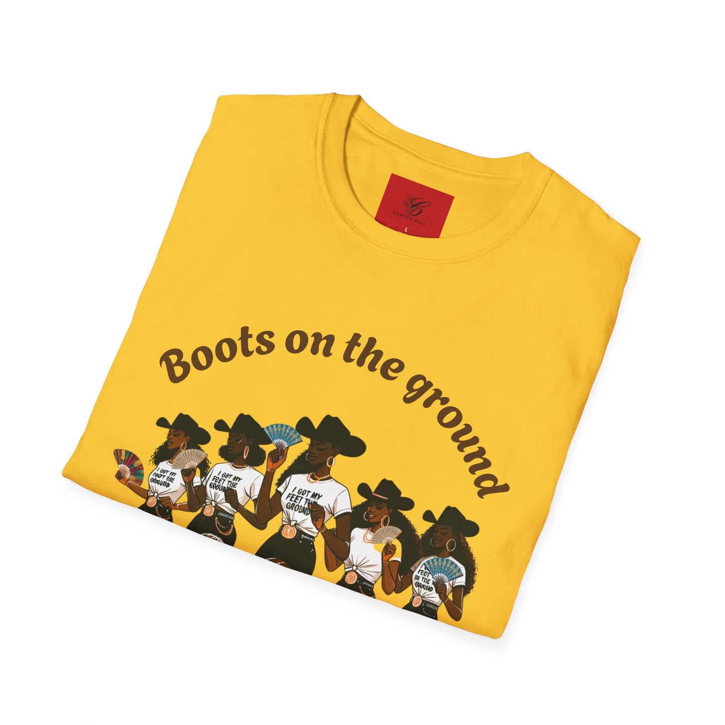 Fun Country Music Unisex Softstyle T-Shirt - "Boots on the Ground" & "Where Them Fans At?"