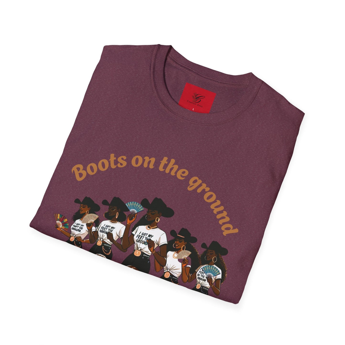 Fun Country Music Unisex Softstyle T-Shirt - "Boots on the Ground" & "Where Them Fans At?"