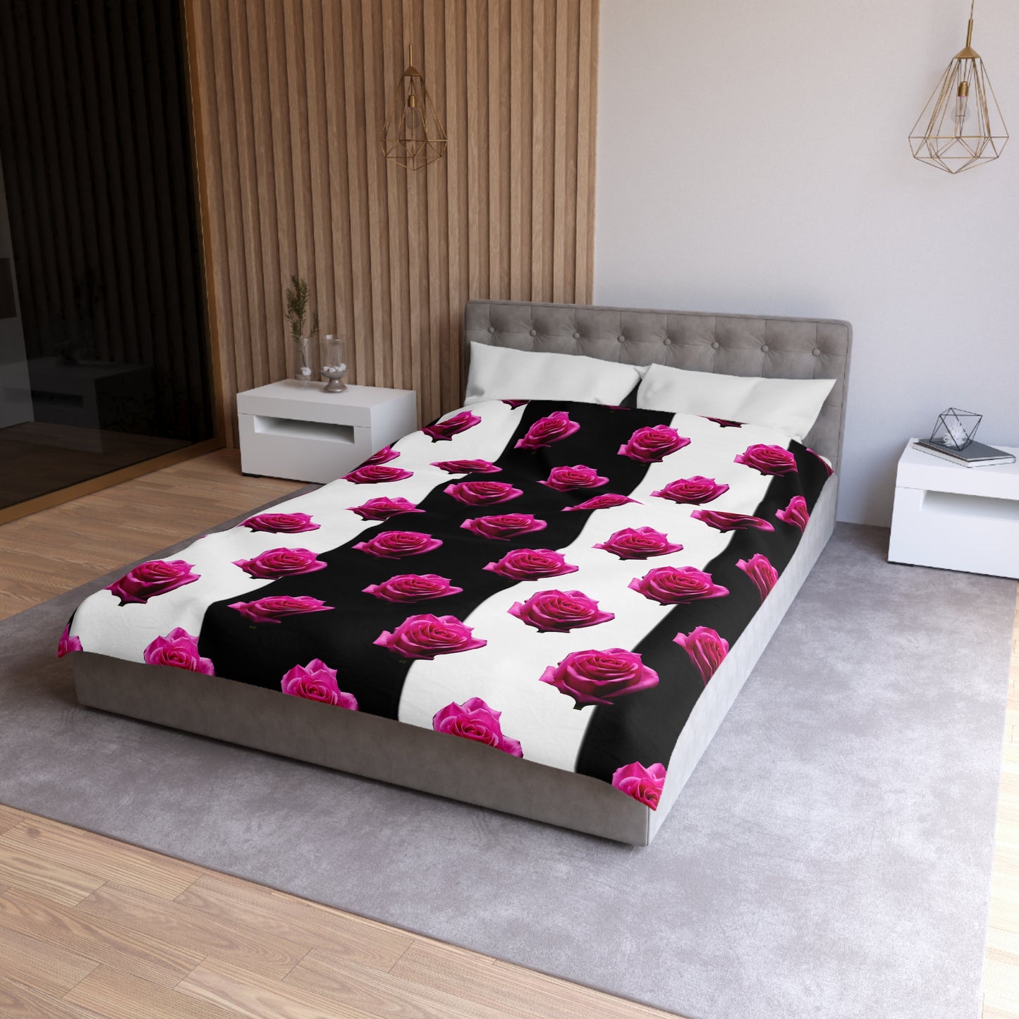 Elegant Rose Pattern Microfiber Duvet Cover for Stylish Bedrooms