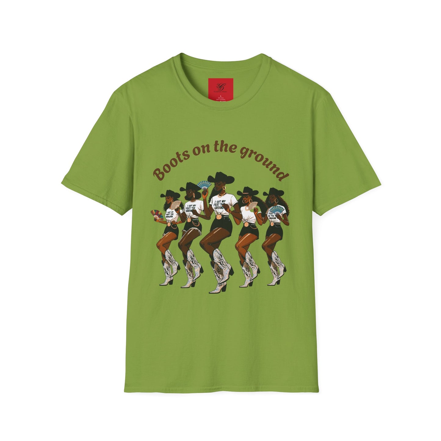 Fun Country Music Unisex Softstyle T-Shirt - "Boots on the Ground" & "Where Them Fans At?"