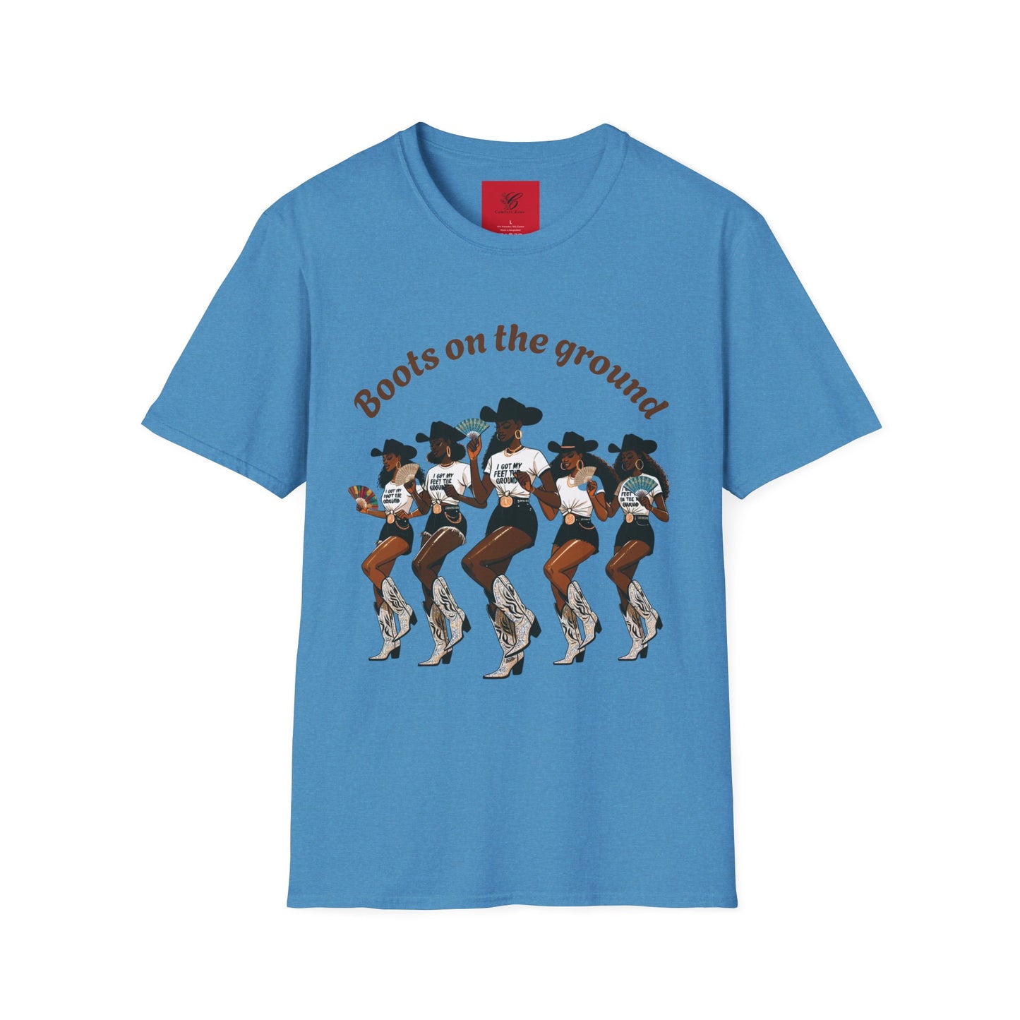 Fun Country Music Unisex Softstyle T-Shirt - "Boots on the Ground" & "Where Them Fans At?"