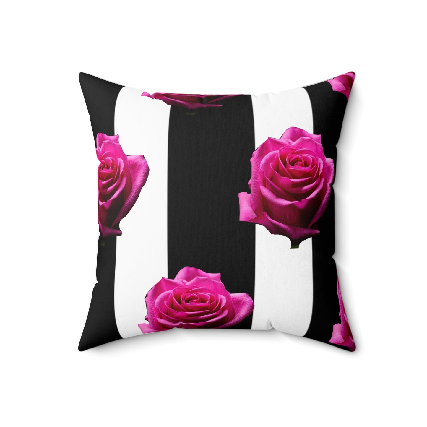 Elegant Floral Square Pillow with Black Stripes - Home Decor Accent