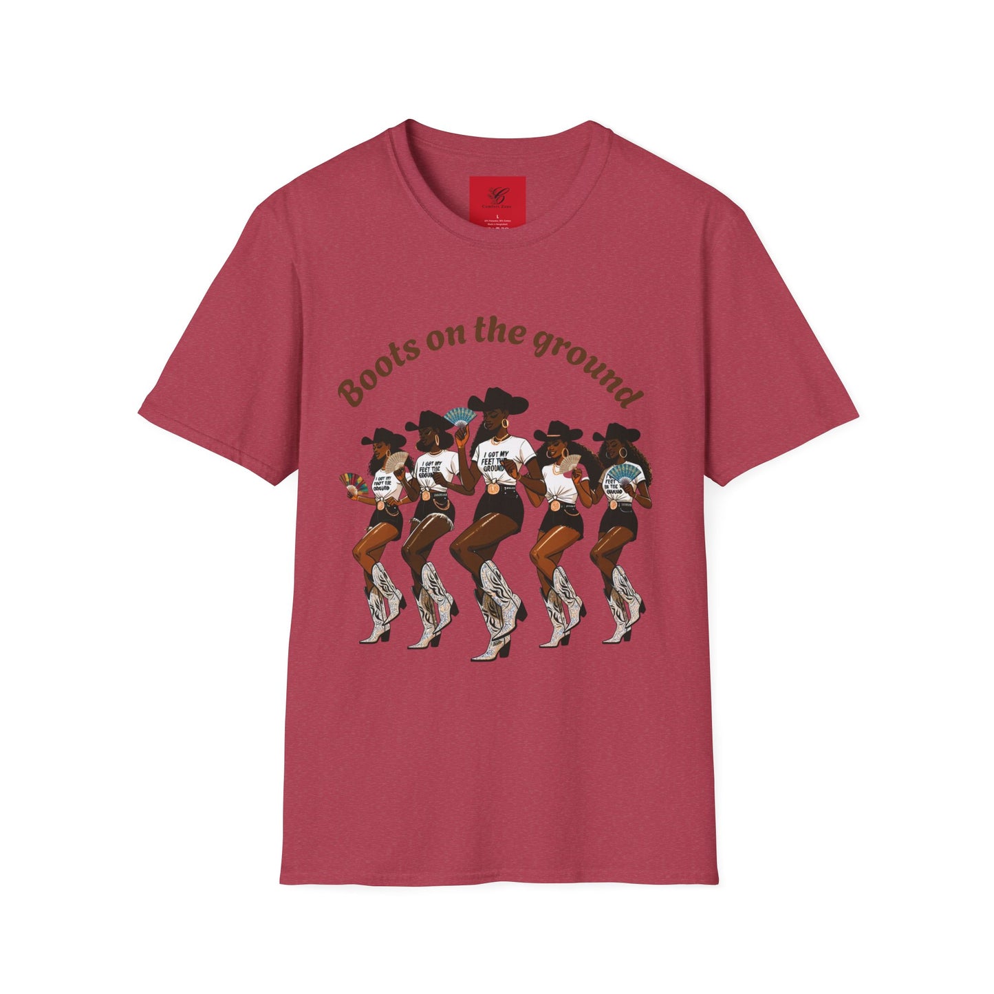 Fun Country Music Unisex Softstyle T-Shirt - "Boots on the Ground" & "Where Them Fans At?"